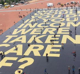 What would you do if your income were taken care of? The world's largest poster in Geneva